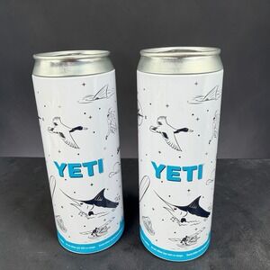 YETI Collectible Stash Tin Can Set of 2 White Outdoor Adventure Graphic Marlin
